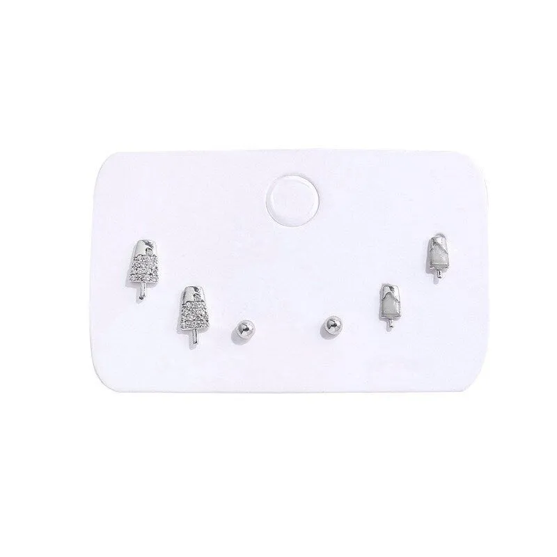 Set of 3 pairs| Tiny popsicle earrings| Studs| Sterling Silver| Ice cream earrings| Dainty earrings| Foodie jewelry