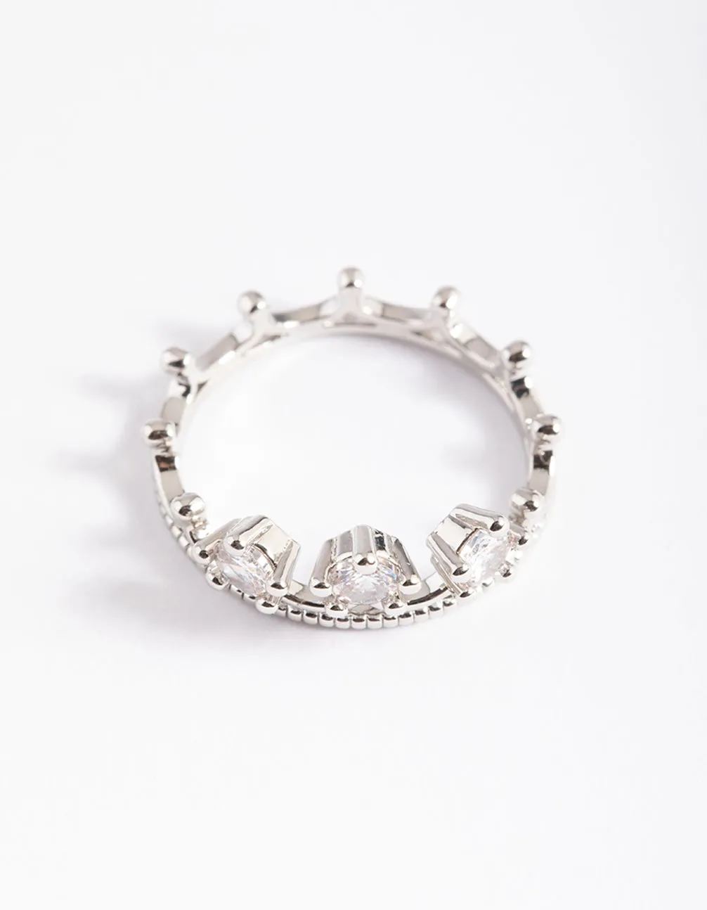 Silver Cubic Zirconia Crown Ring