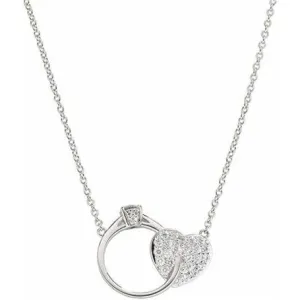 Silver Cubic Zirconia Heart and Ring Necklace | Amen