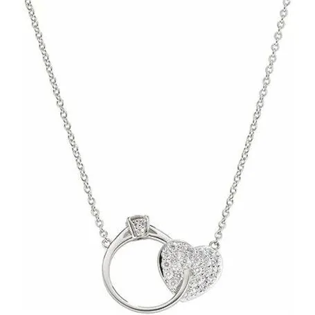 Silver Cubic Zirconia Heart and Ring Necklace | Amen
