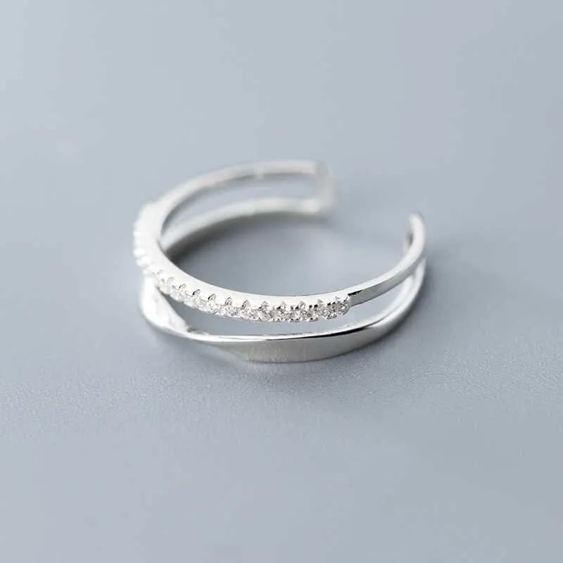 Silver Double Lines Vintage Resizable Ring
