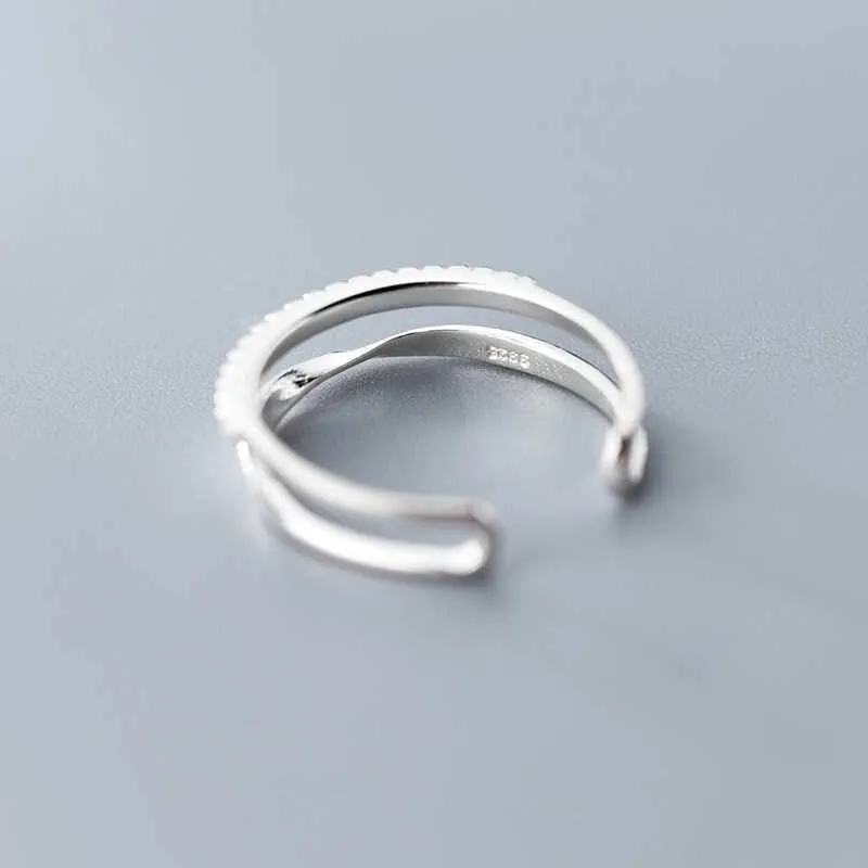 Silver Double Lines Vintage Resizable Ring