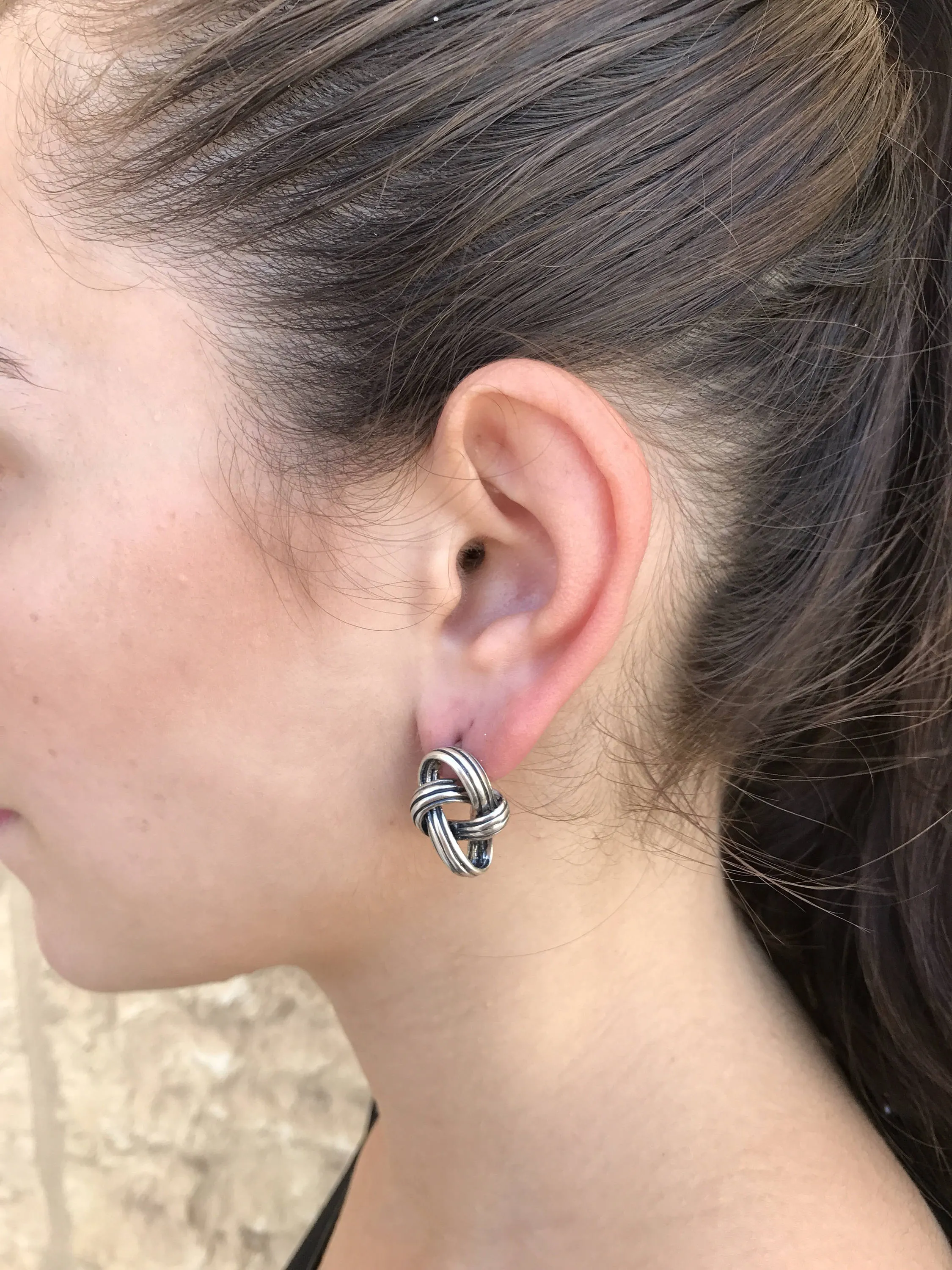 Silver Knot Earrings - Infinity Earrings - Knot Studs