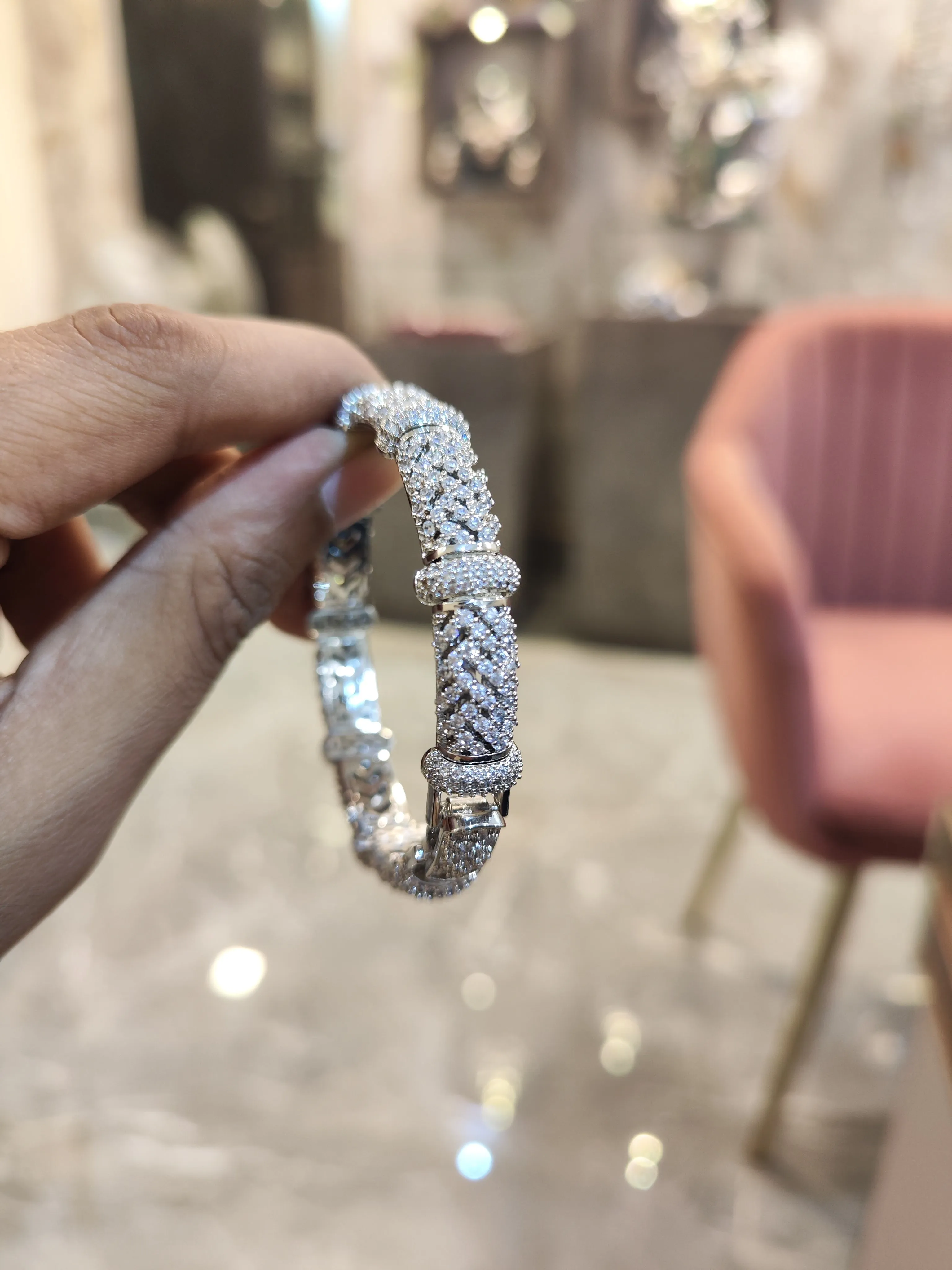 Silver strechable Kada Bracelet