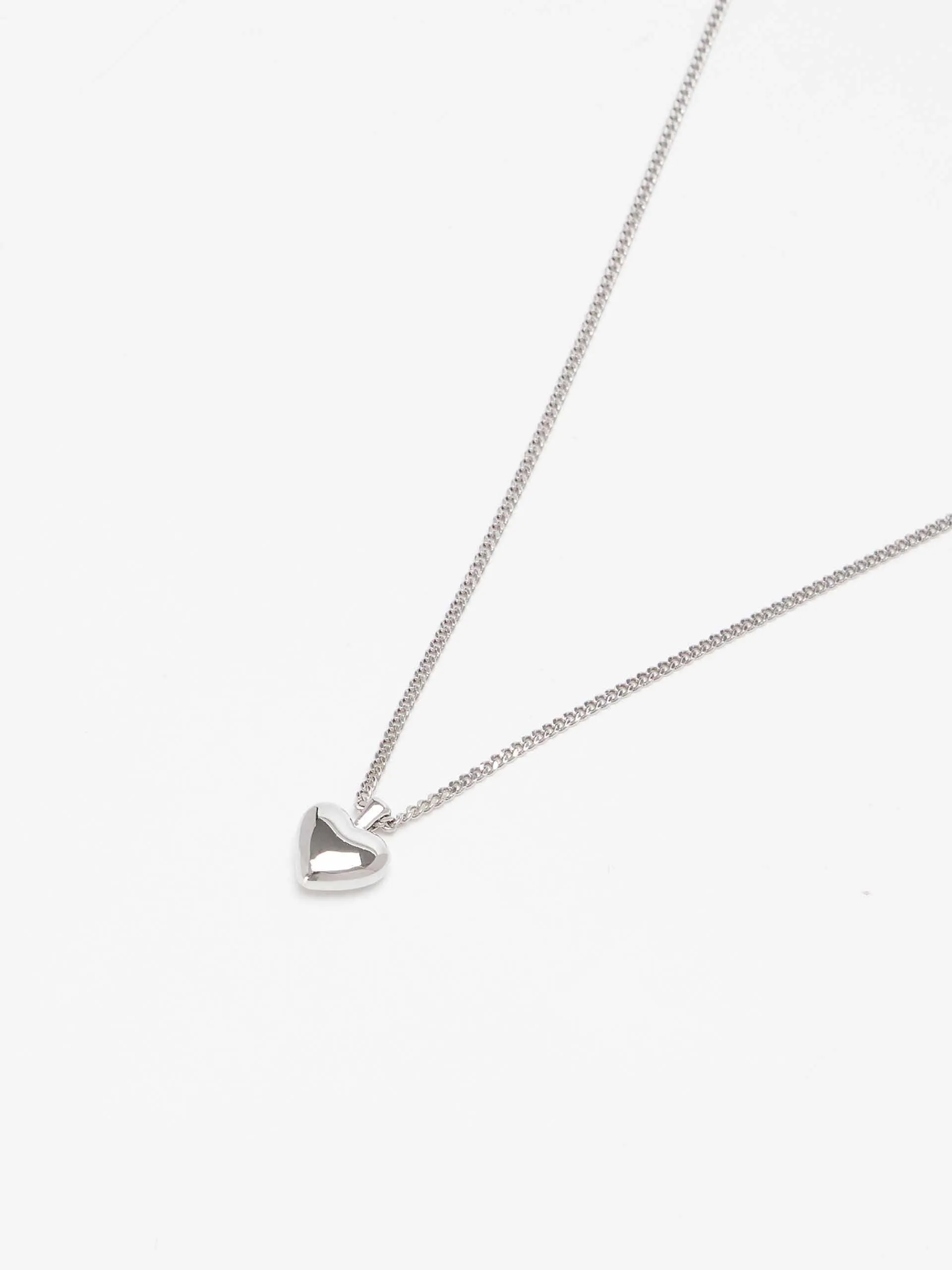 Silver Tone Heart Pendant Necklace