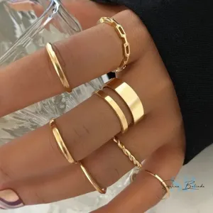 Simple Bands Gold Boho Ring Set