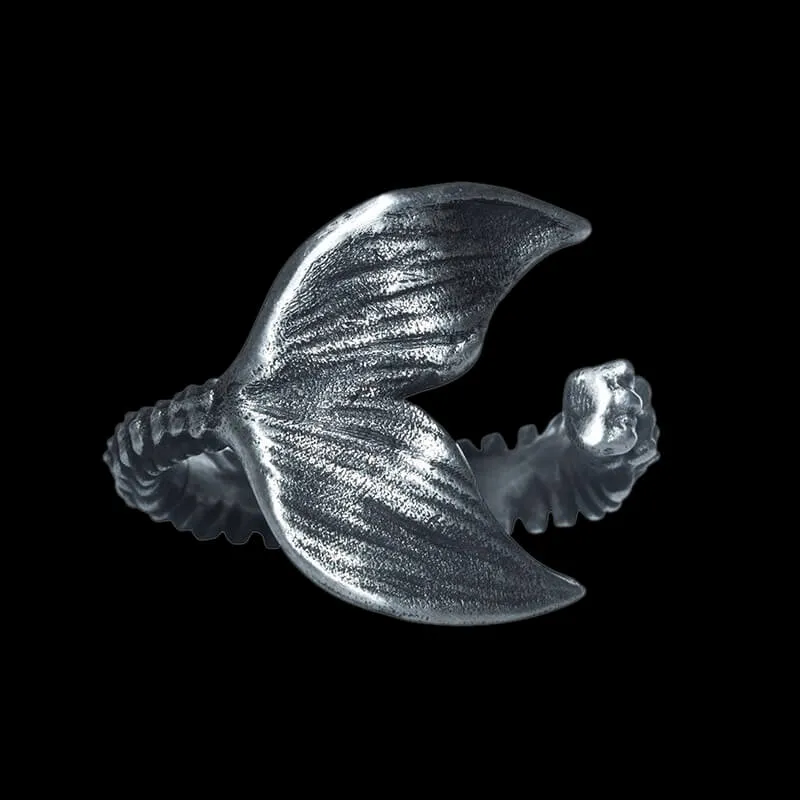 Simple Fishtail Sterling Silver Open Ring