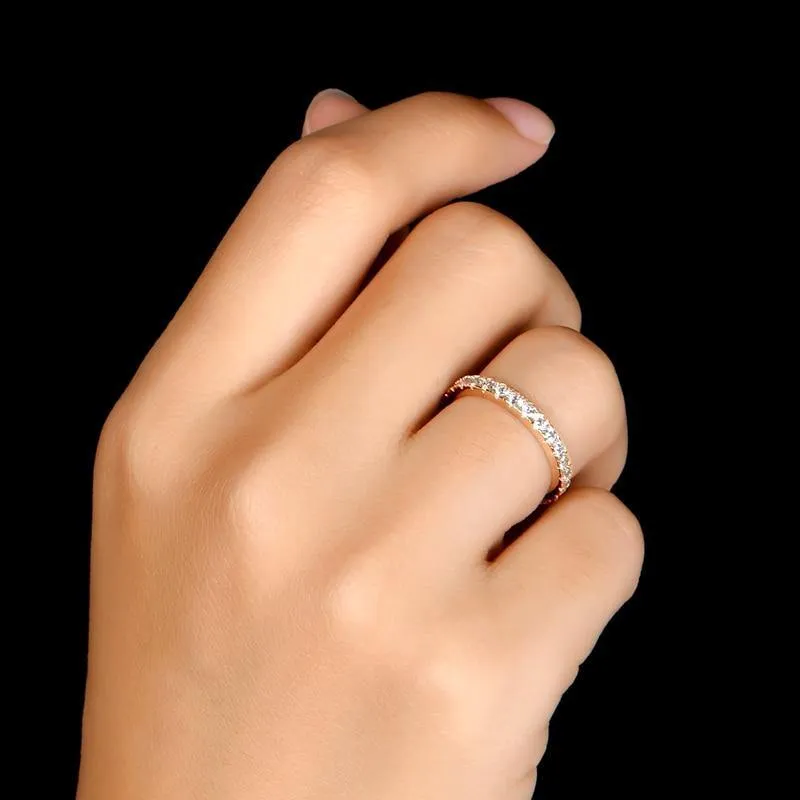 Simple Geometric Stackable Simulated Diamond Engagement Ring
