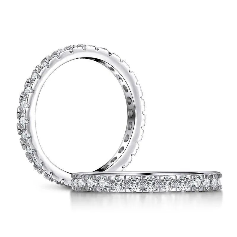 Simple Geometric Stackable Simulated Diamond Engagement Ring