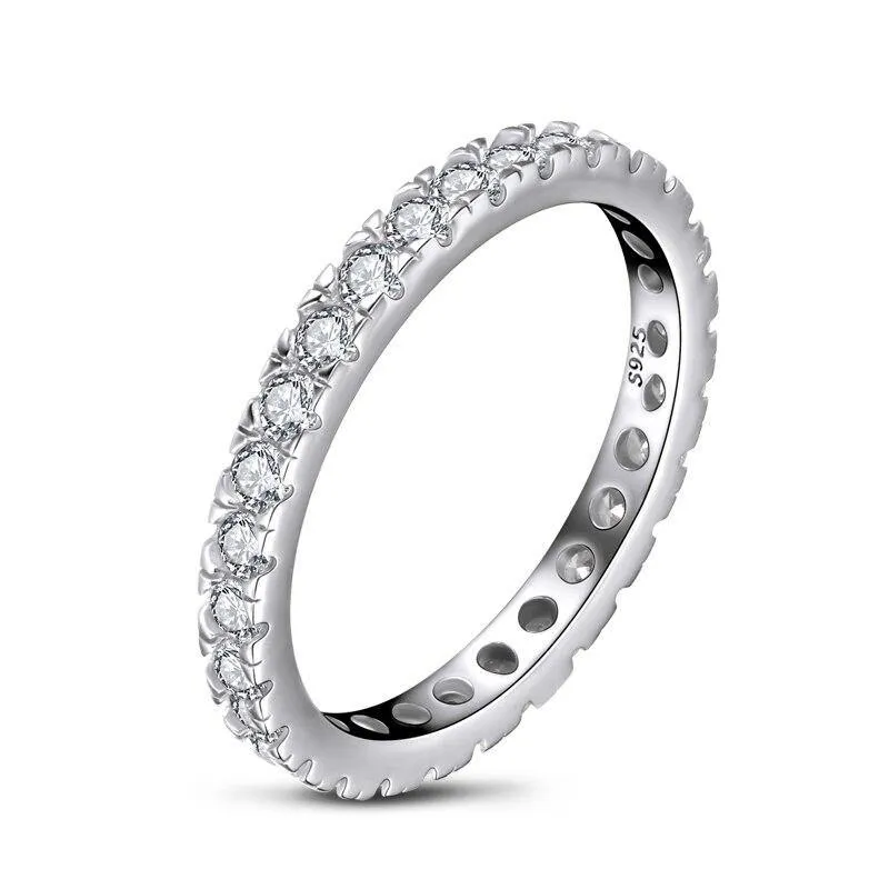 Simple Geometric Stackable Simulated Diamond Engagement Ring