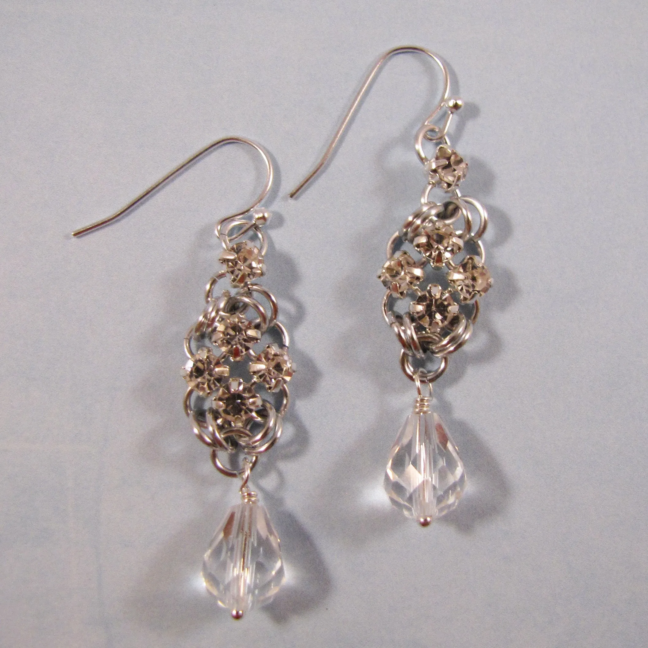 Simple Square Rhinestone Earrings Kit with Free Video Silver and Crystal
