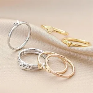 Simple Style Butterfly Titanium Steel Polishing Plating Rings