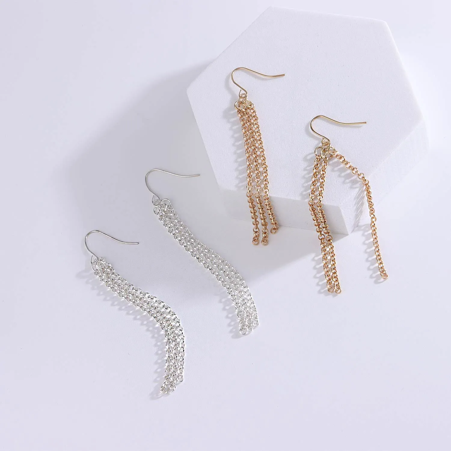 Simple Stylish Golden Chain Earrings ER08210502