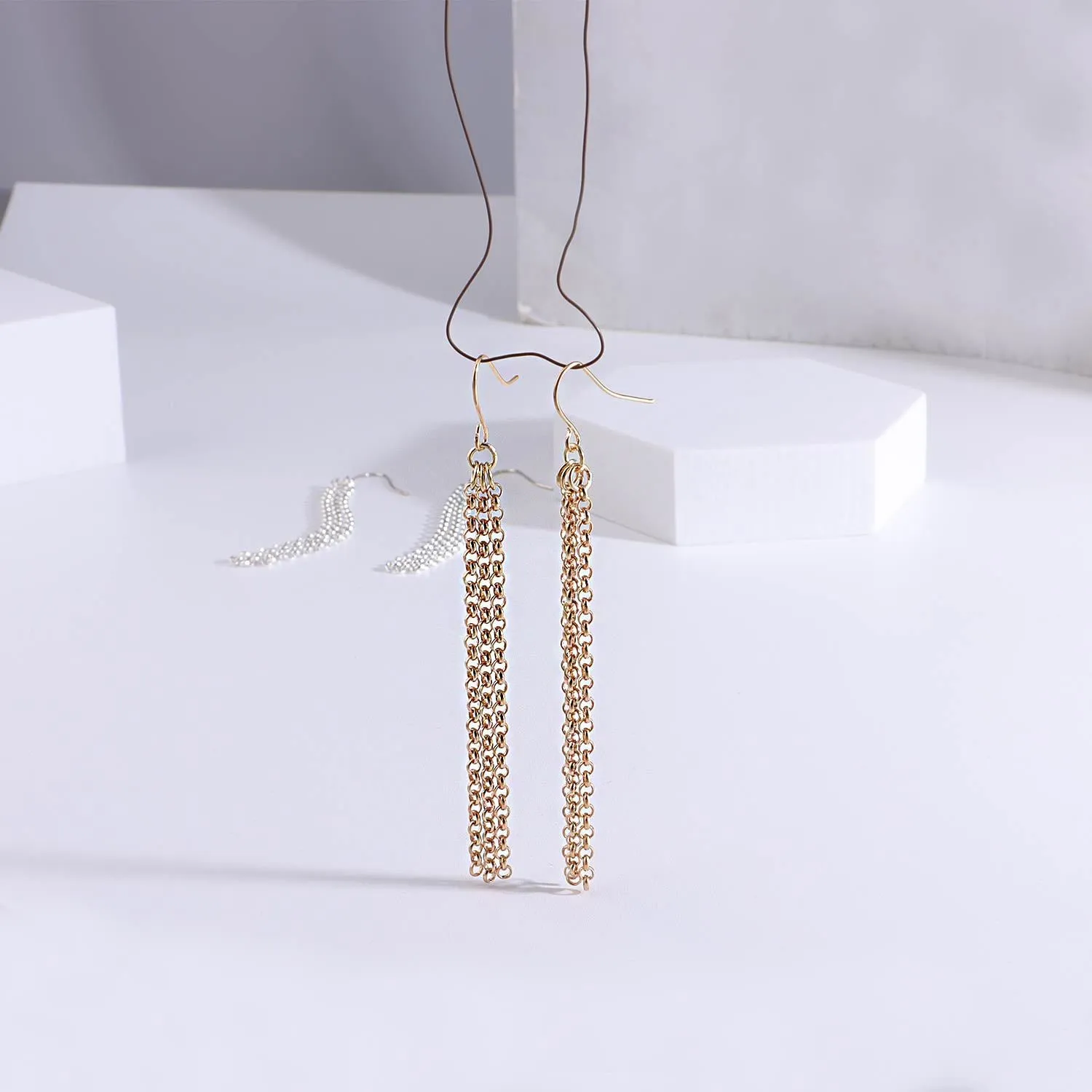 Simple Stylish Golden Chain Earrings ER08210502