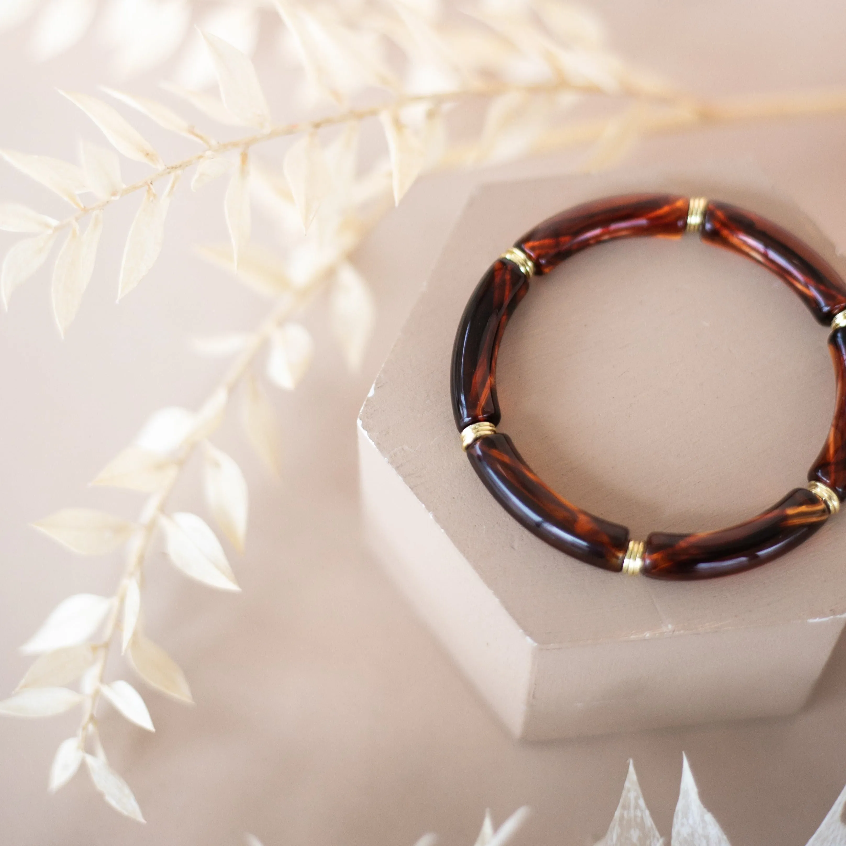Skinny Acrylic Bamboo Bracelet: Tortoise