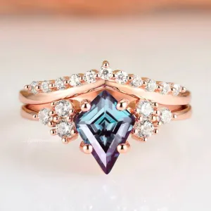 Skylar Alexandrite Ring Set- 14K Rose Gold Vermeil