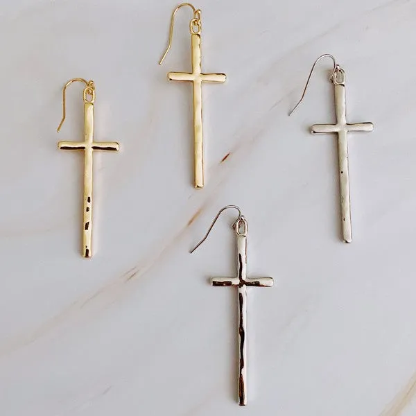 Slim And Stylish Cross Earrings