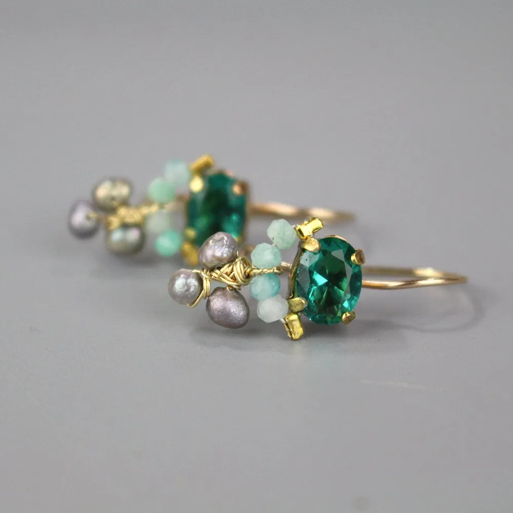 Small Zircon Amazonite Clover Earrings