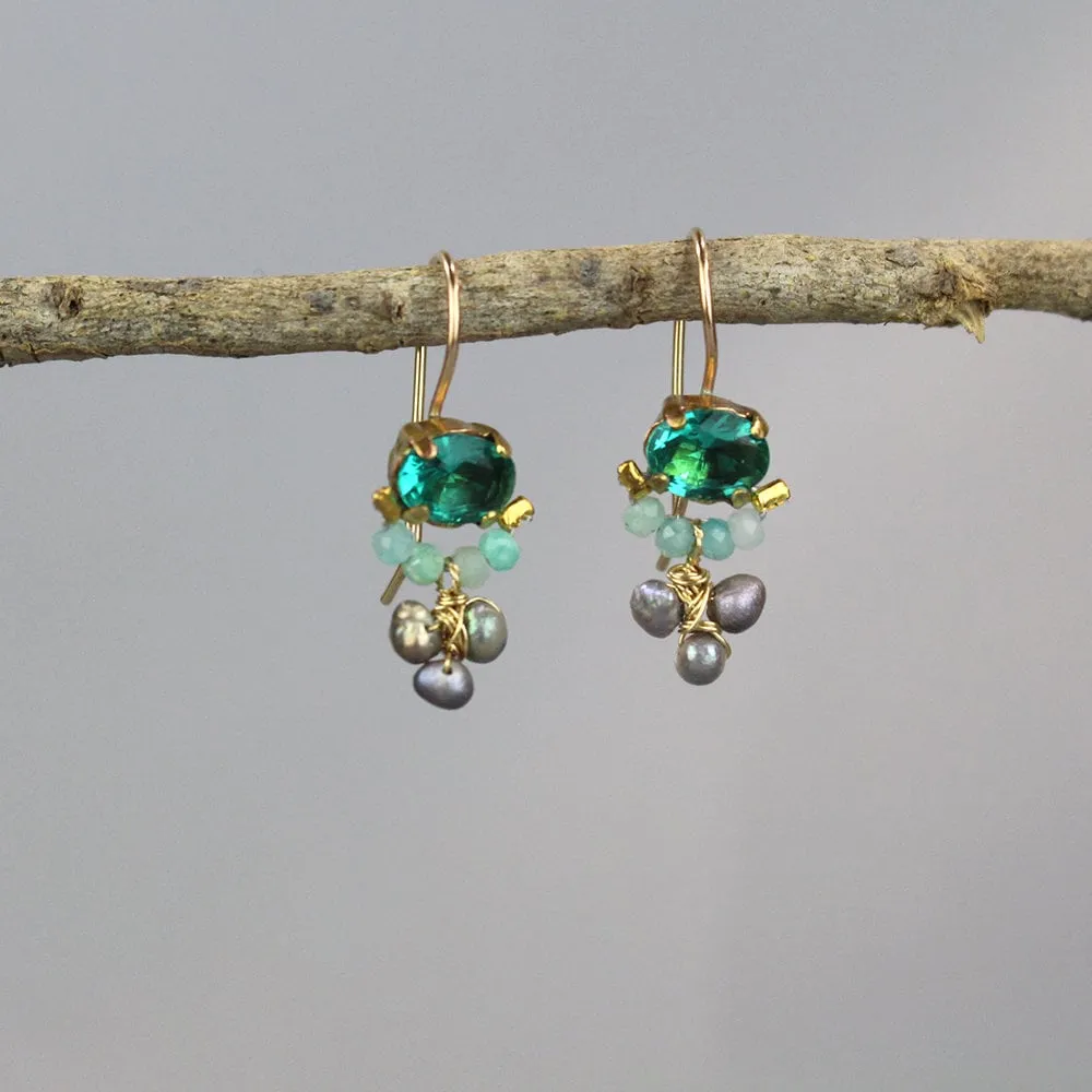 Small Zircon Amazonite Clover Earrings