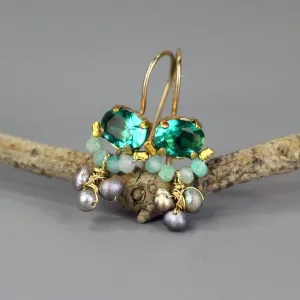 Small Zircon Amazonite Clover Earrings