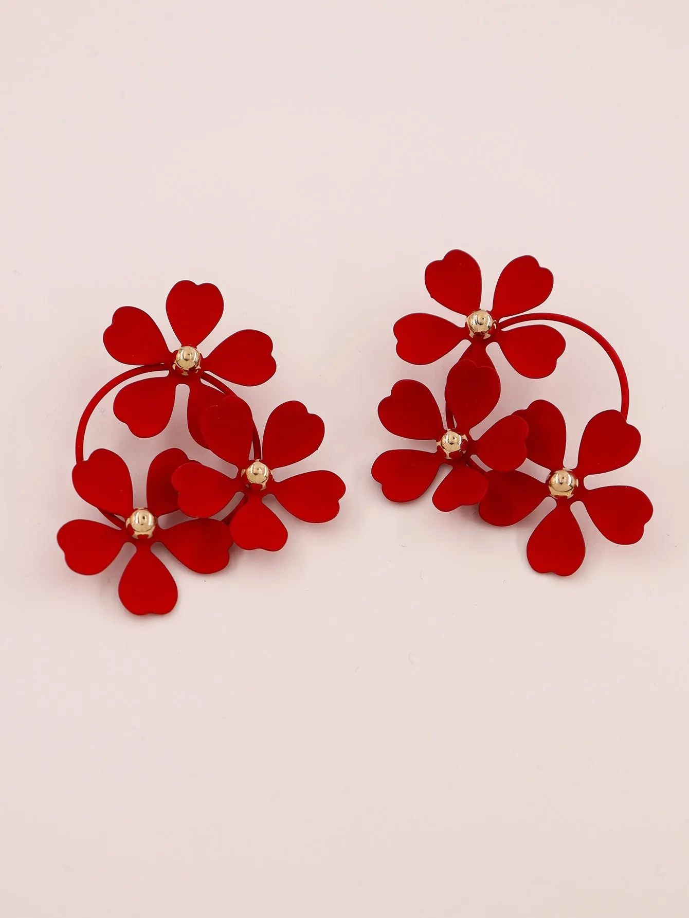 Social Media Star's Trendy Red Floral Earrings - Stylish and Elegant Stud Jewelry from Vienna Verve