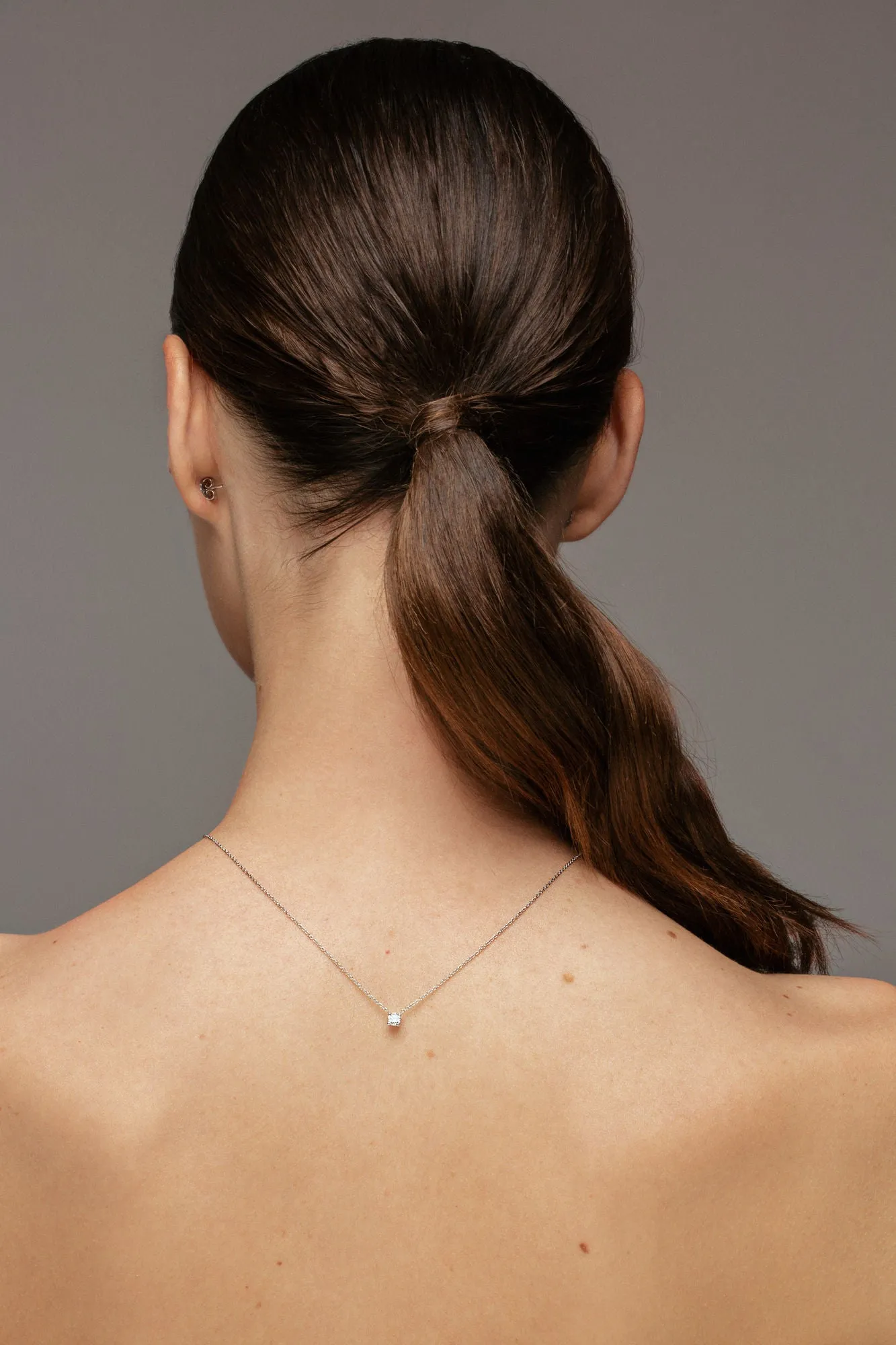 Solitaire 18K White Gold Necklace w. Lab-Grown Diamond