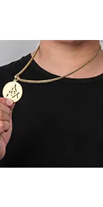 Square & Compass with G Masonic Gold Pendant Necklace