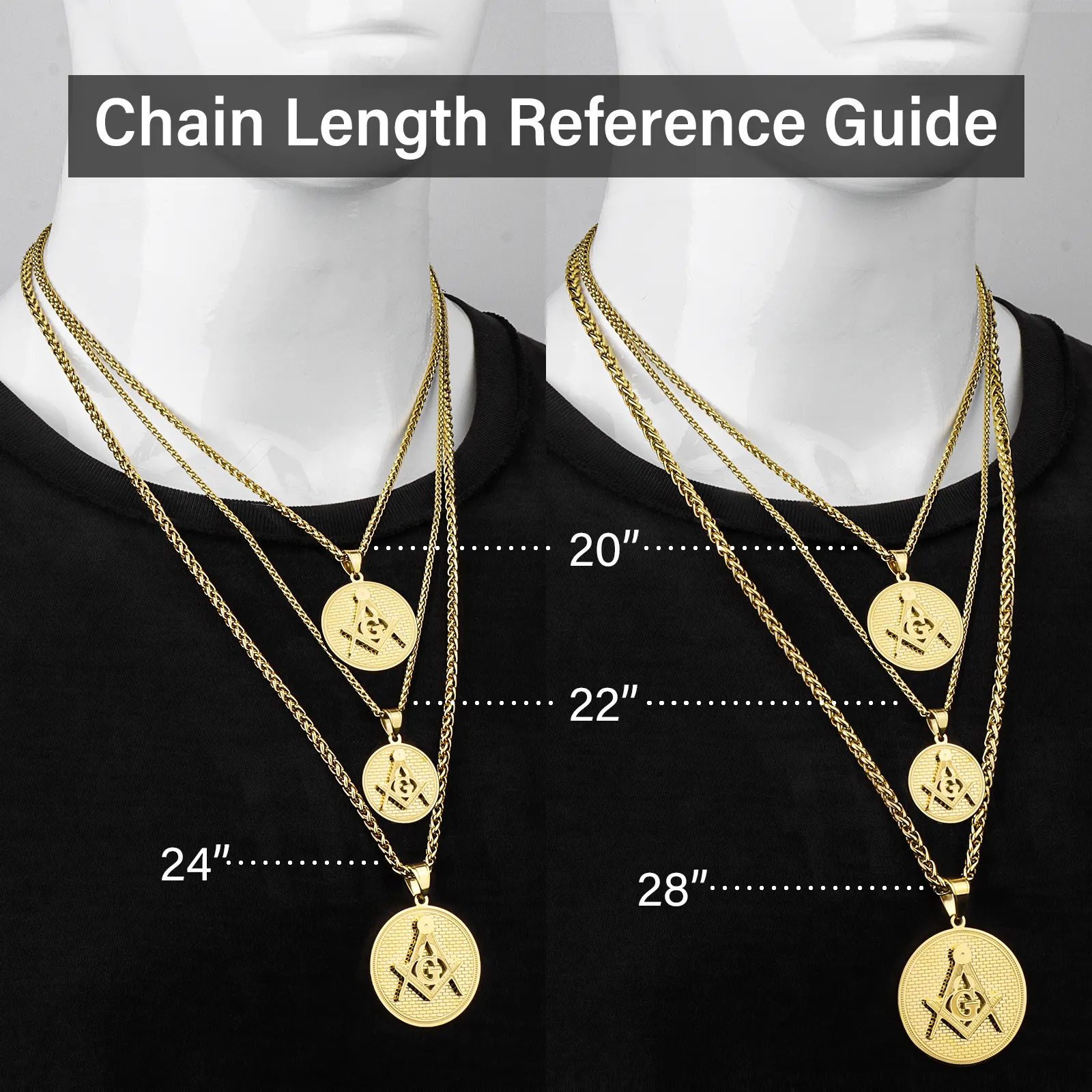 Square & Compass with G Masonic Gold Pendant Necklace