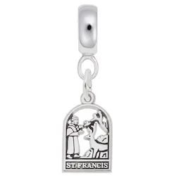 St. Francis Charm Dangle Bead In Sterling Silver