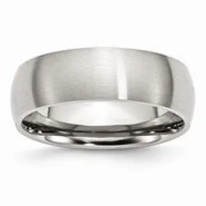 Stainless Steel 7mm Brushed Wedding Band Ring