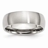 Stainless Steel 7mm Brushed Wedding Band Ring
