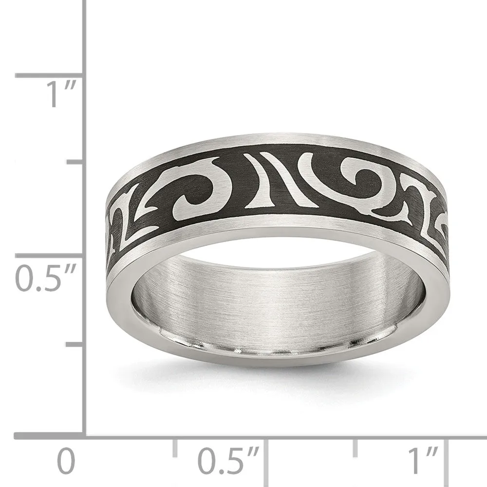 Stainless Steel Brushed Enameled Design Band