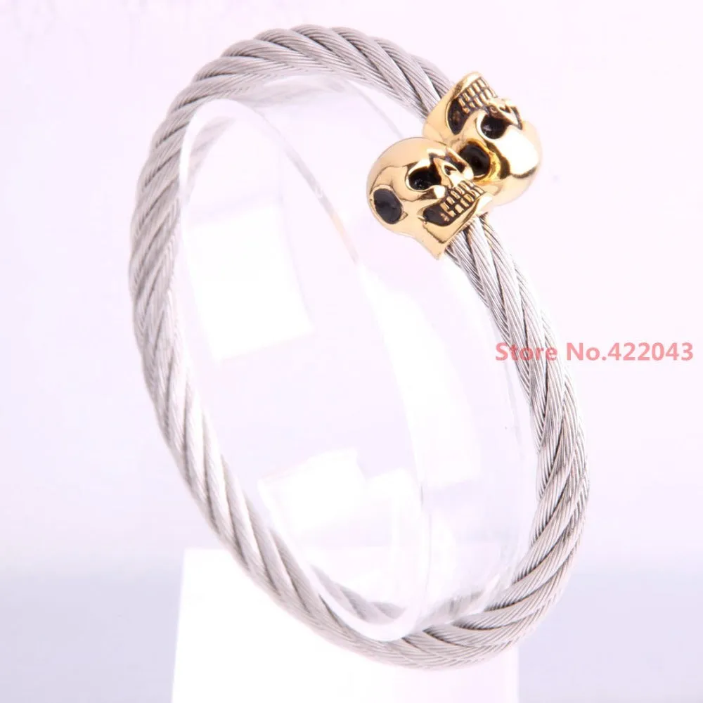Stainless Steel Twisted Skull Bracelet Cuff