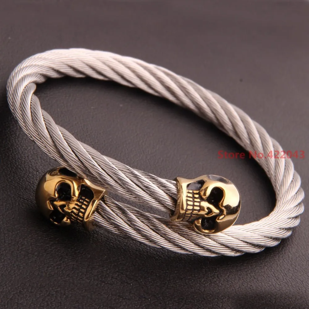 Stainless Steel Twisted Skull Bracelet Cuff