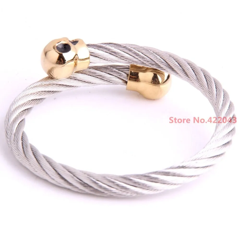 Stainless Steel Twisted Skull Bracelet Cuff