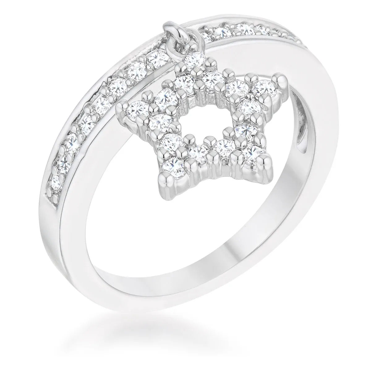 Star 0.25ct CZ Simple Holiday Charm Band Ring