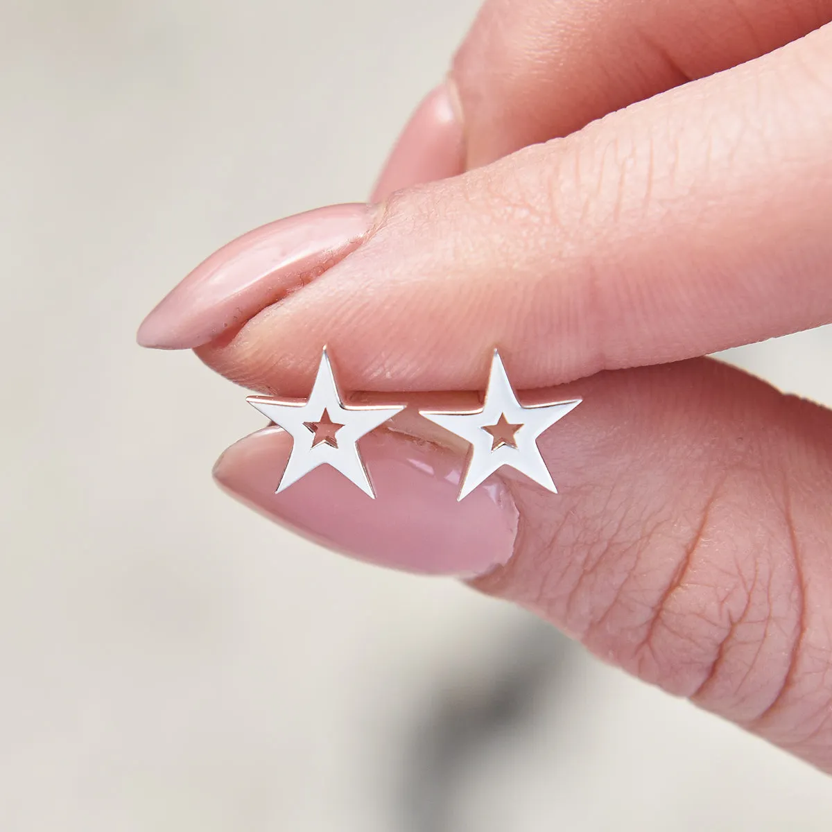 Stardust Outline Silver Stud Earrings