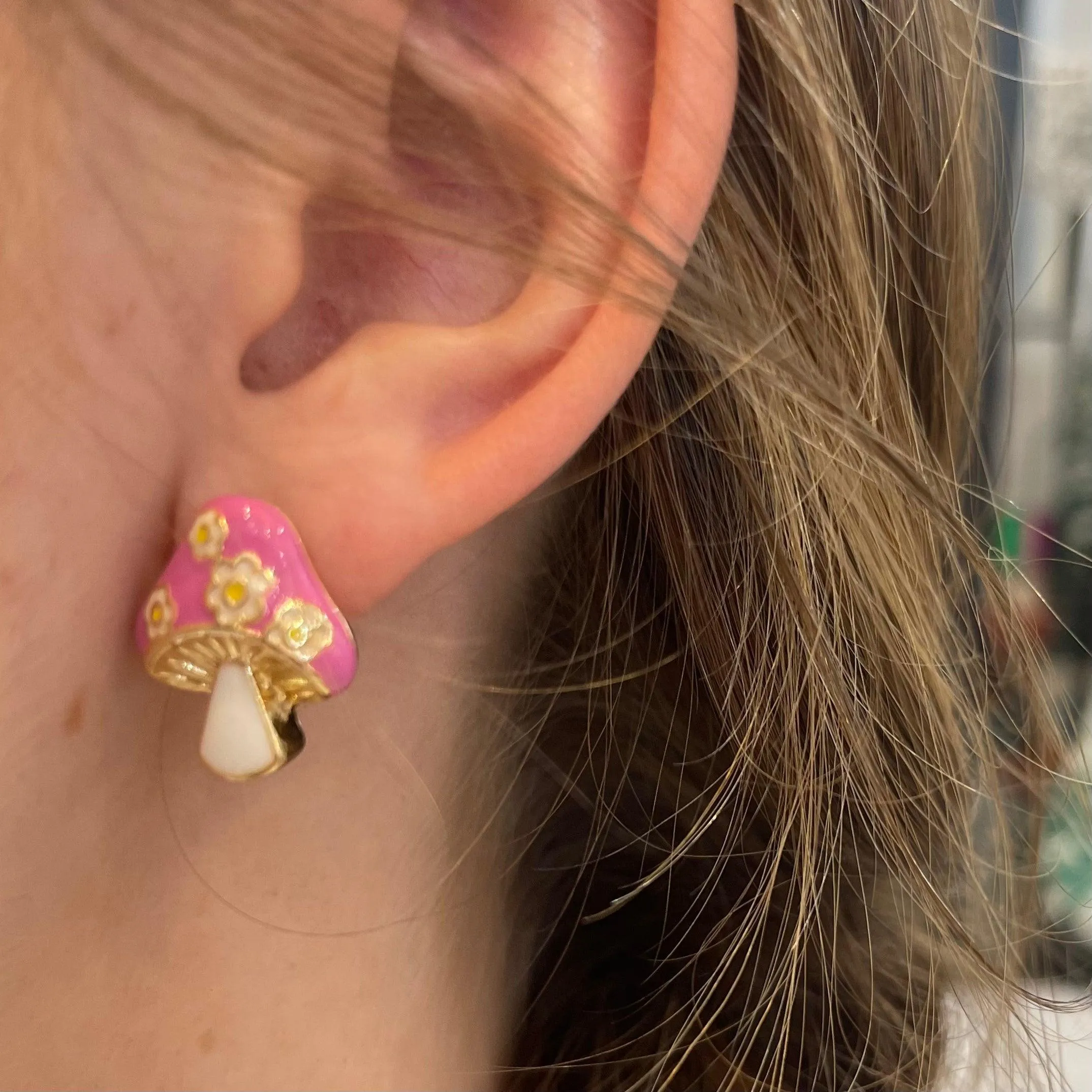 Stay Stylish Mushroom with Flower Stud Earrings - FINAL SALE