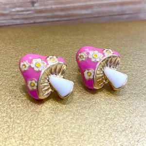 Stay Stylish Mushroom with Flower Stud Earrings - FINAL SALE