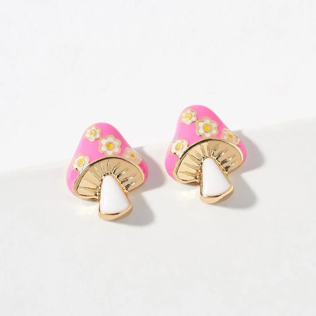 Stay Stylish Mushroom with Flower Stud Earrings - FINAL SALE
