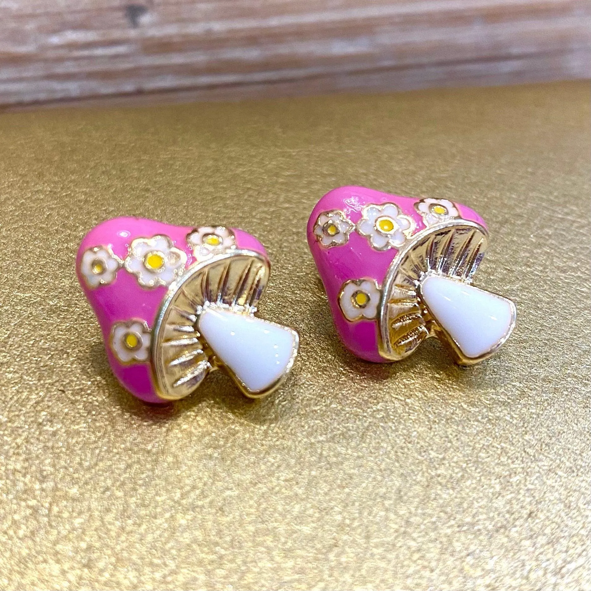 Stay Stylish Mushroom with Flower Stud Earrings - FINAL SALE