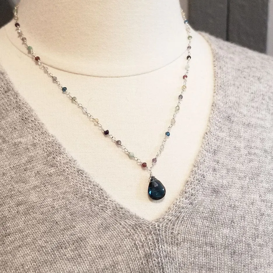 Sterling Silver and London Blue Topaz Necklace