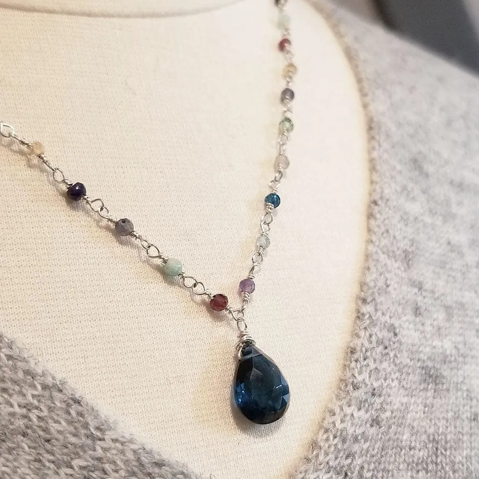 Sterling Silver and London Blue Topaz Necklace