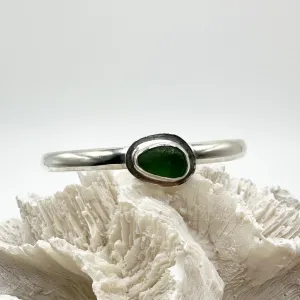 Sterling Silver and Seaglass Bangle in Green