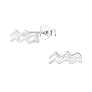 Sterling Silver Aquarius Star Sign Stud Earrings