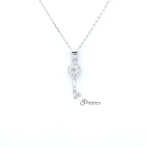 Sterling Silver C.Z Key Women's Necklace