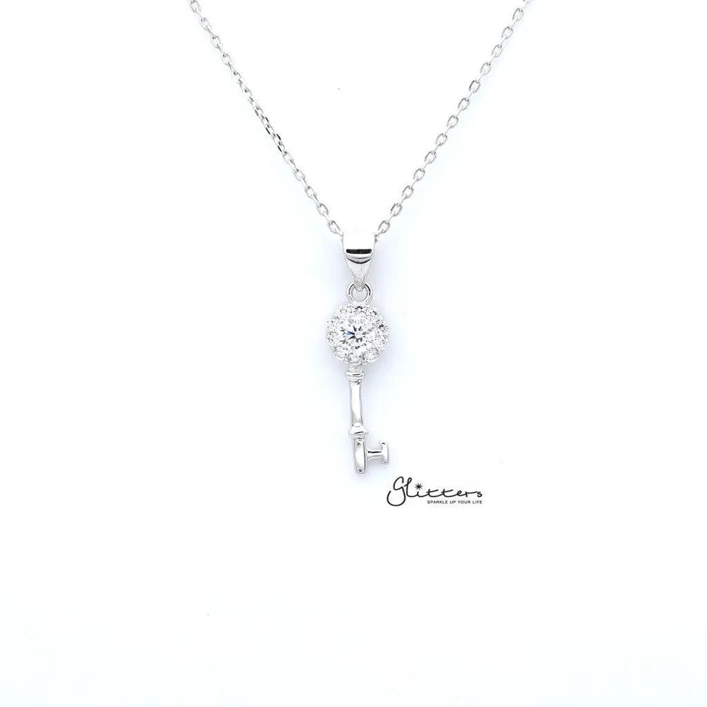 Sterling Silver C.Z Key Women's Necklace