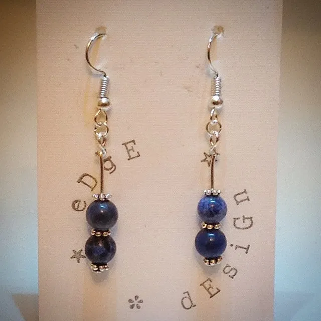 Sterling Silver Dangle Earrings - Blue Sodalite