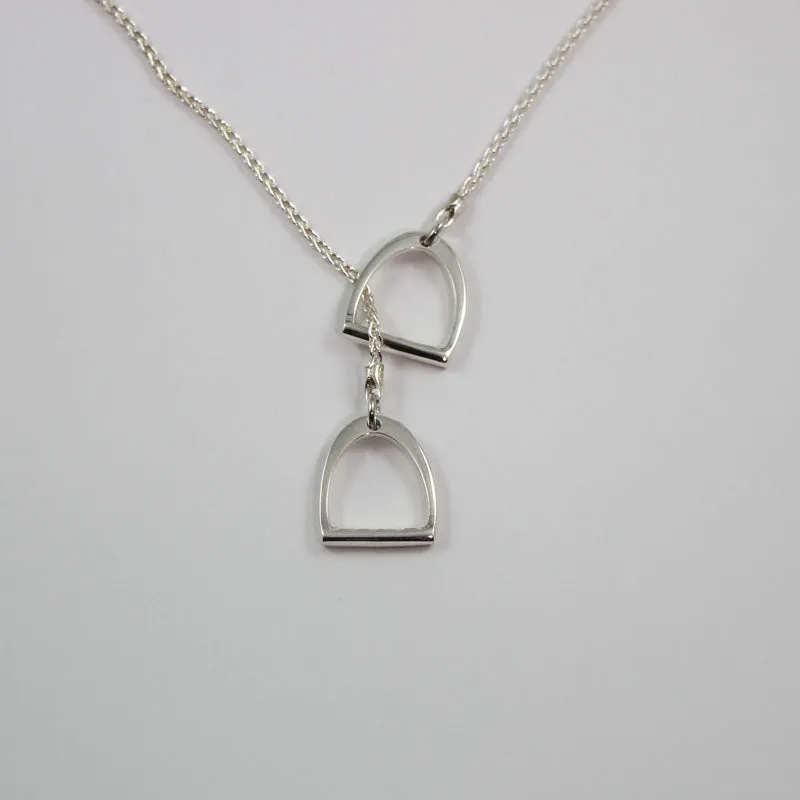 Sterling Silver Double Stirrup Pendant with Chain (Small)