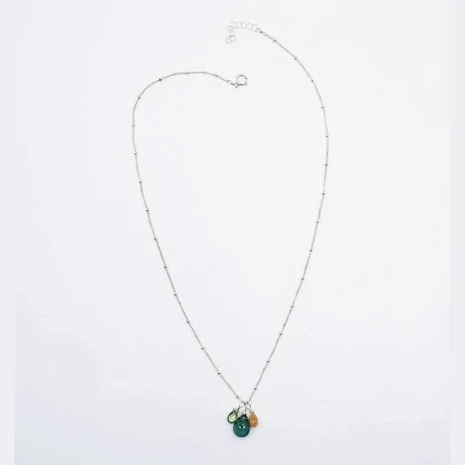 Sterling Silver Green Cluster Necklace